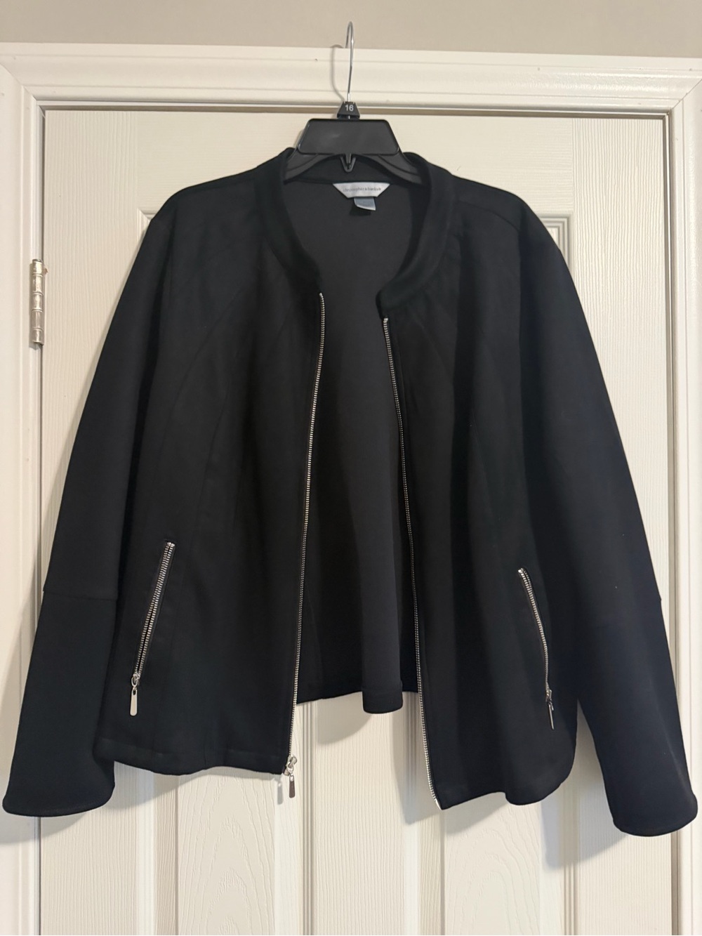 Christopher & Banks Black Zip-Front Blazer Jacket